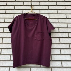 SKARGORN Tee 61 Deep V-Neck Pocket T-Shirt Plum Purple Oversized Cotton XS